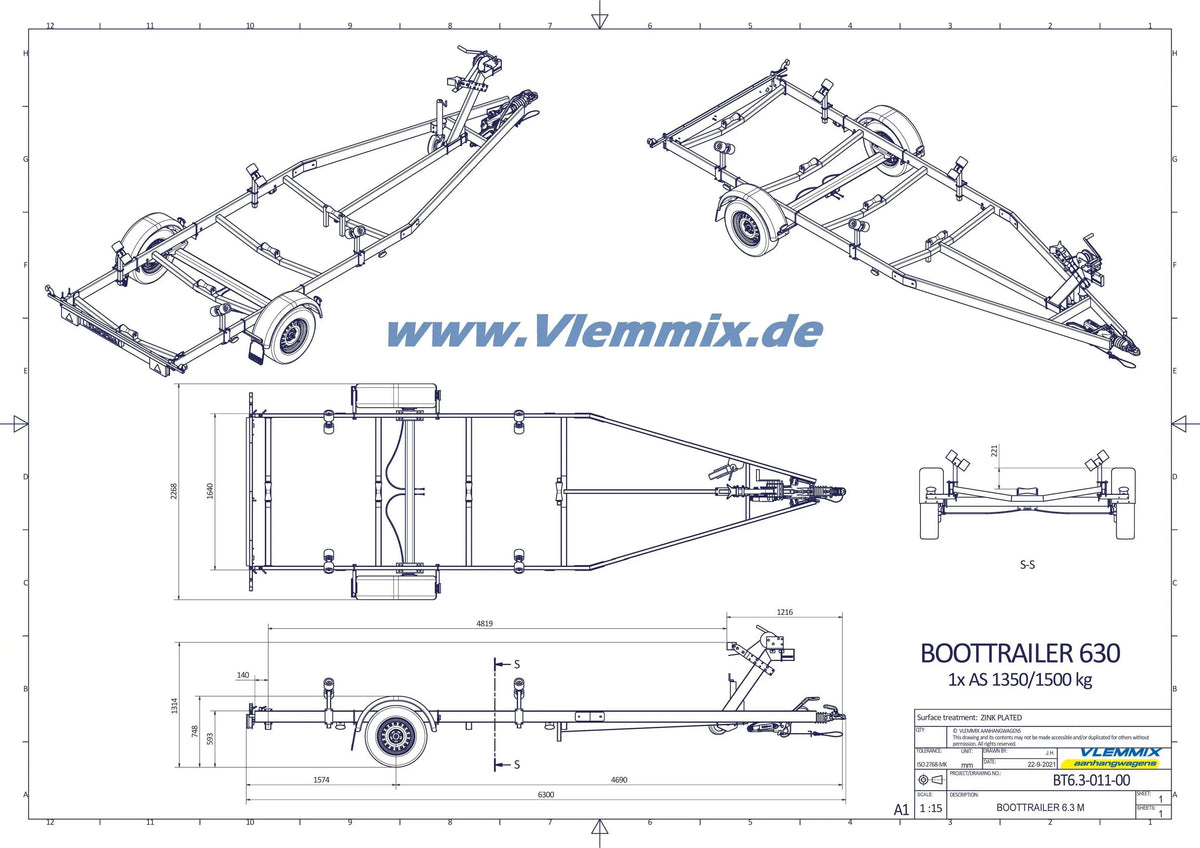 Vlemmix | SMT 1500 SB Segelboot EU-Trailer