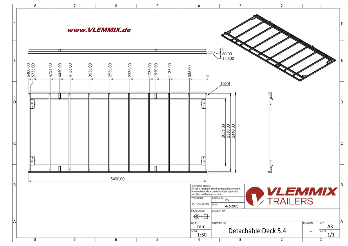 Vlemmix | EXTRA DECK f. WP 540x244 EU-Trailer